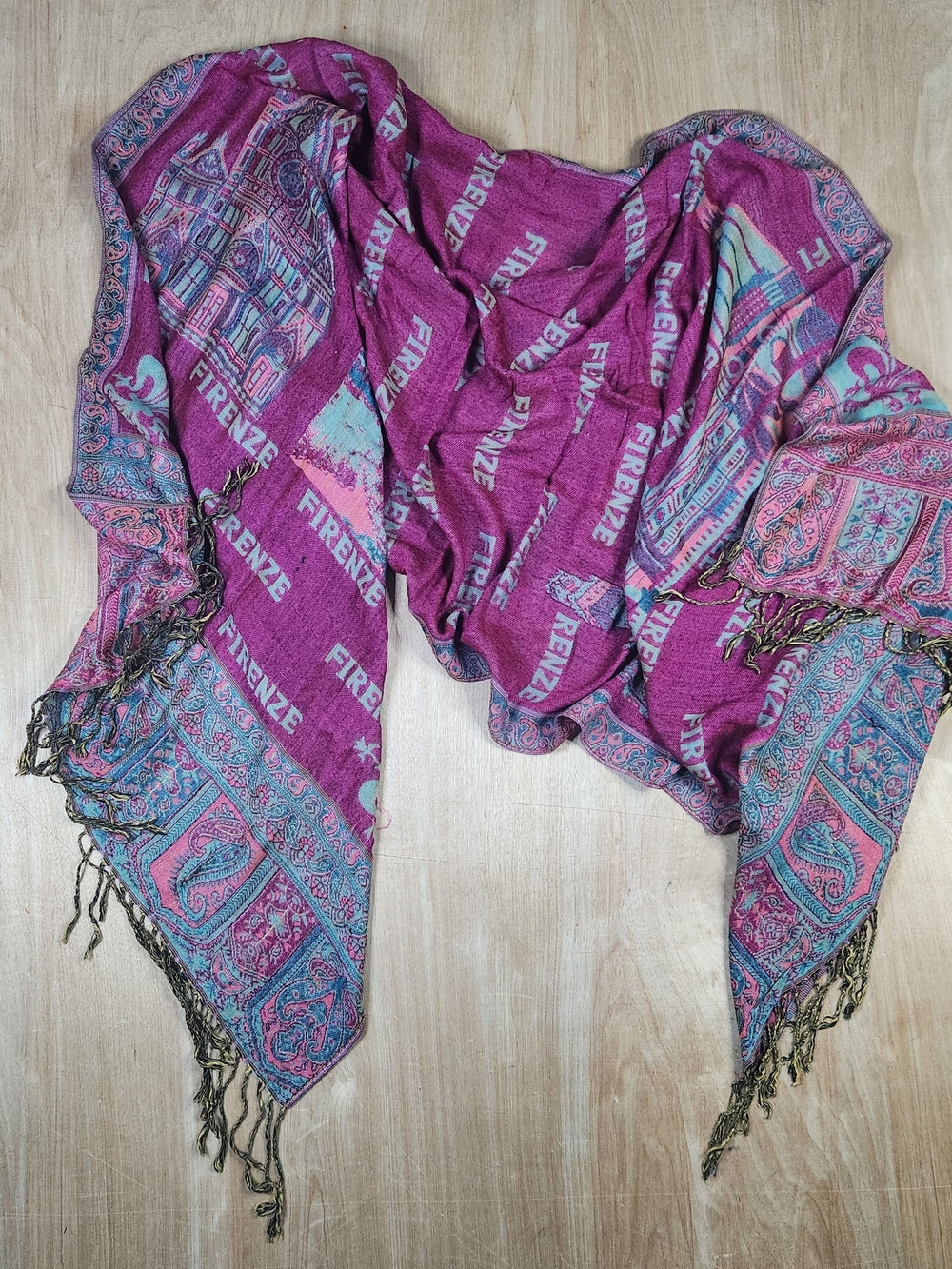 Pashmina Cerbaro Magenta and Teal Paisley Firenze Wrap
